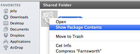 Show Package Contents in the Finder context menu.