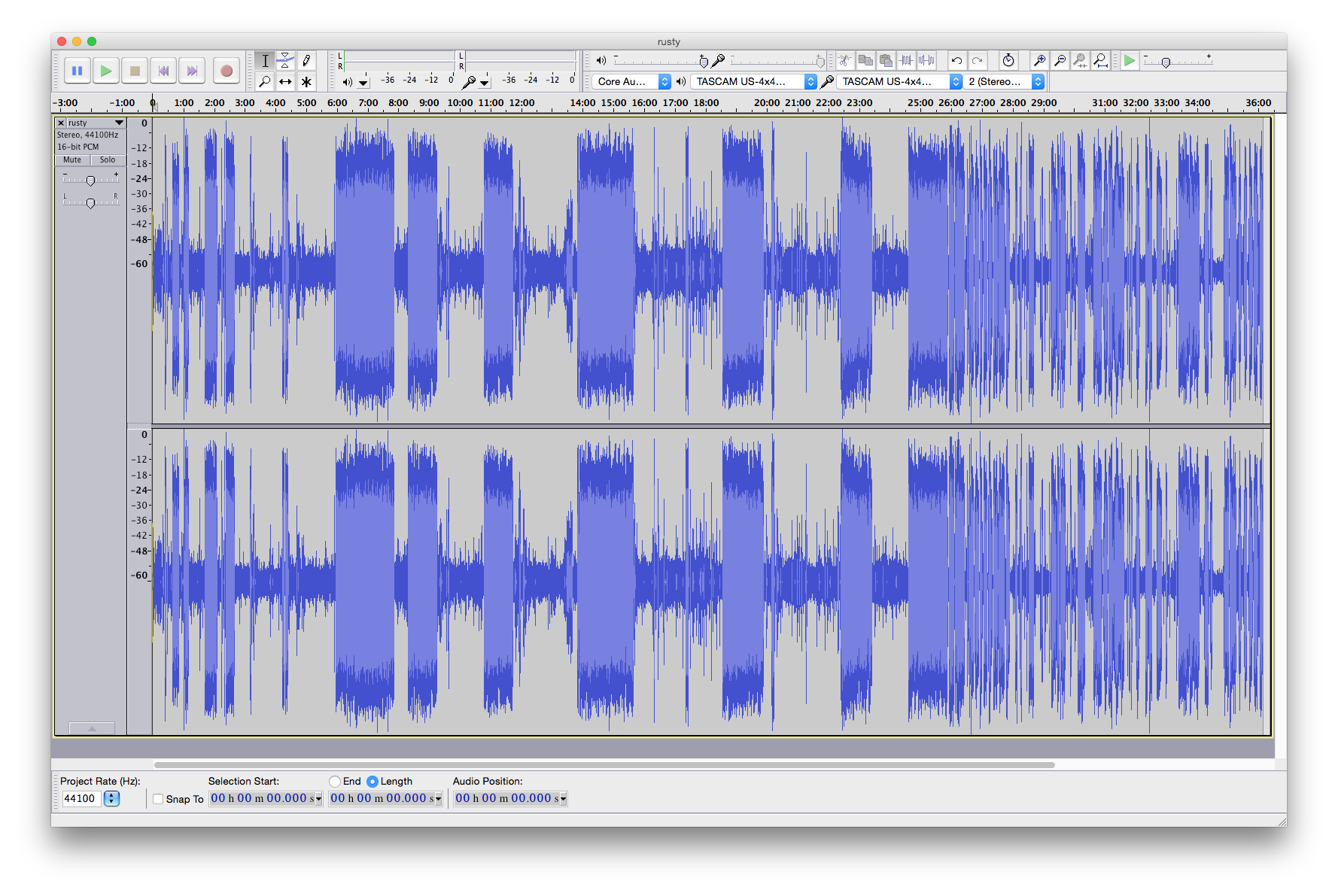 The unprocessed audio for Rusty on an upcoming episode of Topical